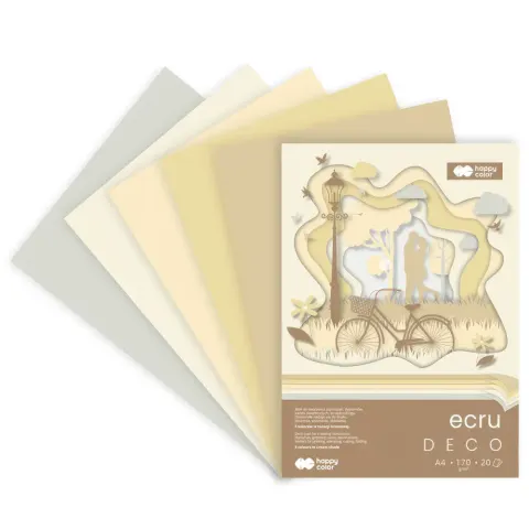 Blok z papierem barwionym A4 20k 170g 4 kolory DECO ECRU HA 3717 2030-092 HAPPY COLOR
