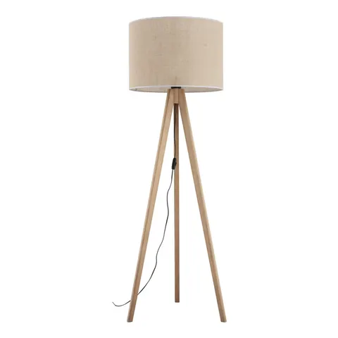 Lampa podłogowa GRAND SOSNA z jutowym abażurem, trójnóg - 16020