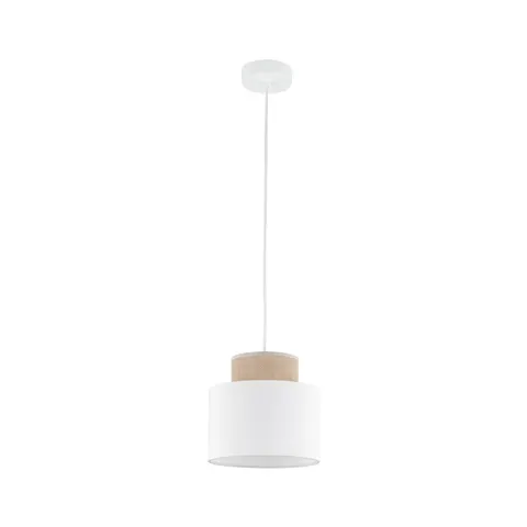 Lampa wisząca DUO WHITE z kloszem biały, juta w stylu boho na E27 - 10078