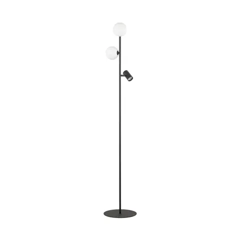 Lampa podłogowa z 2 białymi kloszami i czarnym reflektorkiem VOX - 16063