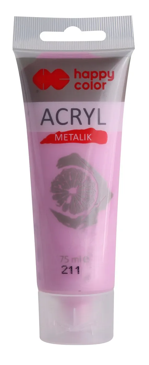 Farba akrylowa 75ml, różowy metalik, Happy Color NR 211