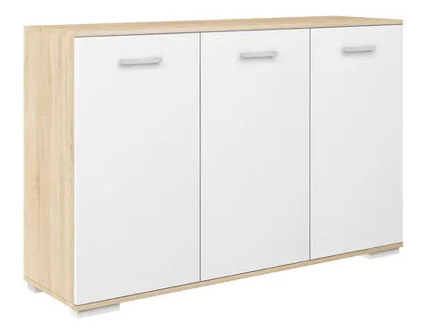 Komoda z trzema szafkami ABS-120 K1 dąb sonoma/biały
