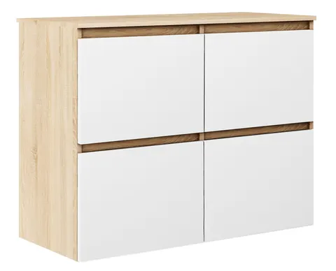 Komoda MEGAN K4 z szafkami 90 cm dąb sonoma/biały