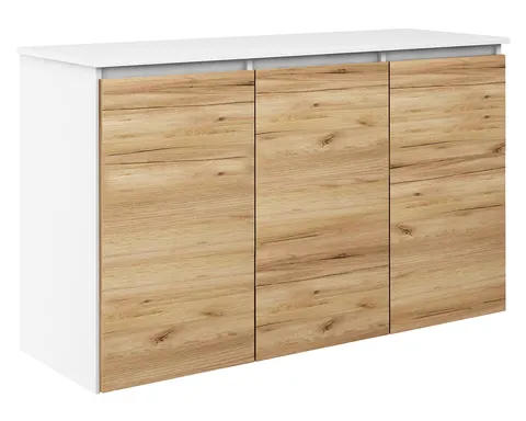 Komoda MEGAN K1 z szafkami 120 cm biała/dąb złoty