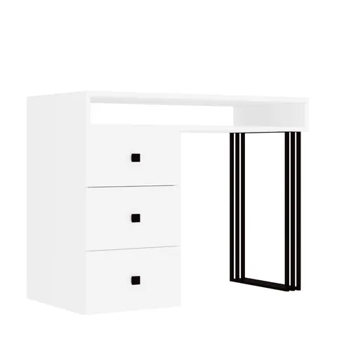 Biurko wolnostojące KLARA z szufladami 100 cm biały mat/czarny