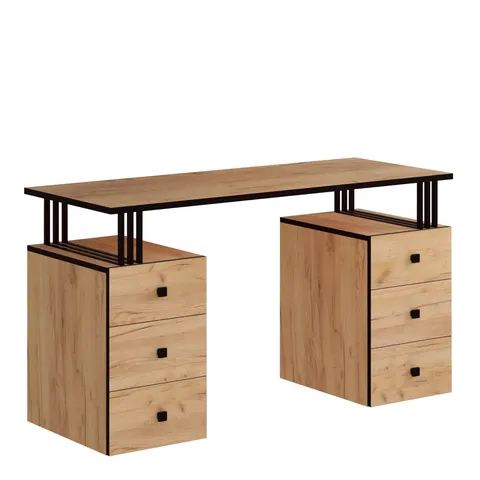 Biurko kosmetyczne wolnostojące KLARA 6S dąb craft /czarny