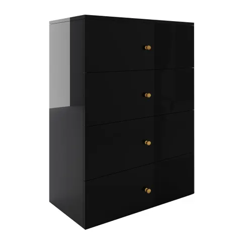 Komoda KLARA z szufladami 60 cm czarny połysk/złoty
