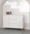 Komoda KLARA z szafkami i szufladami 120 cm biały/złoty fronty ryflowane