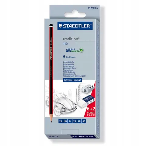 Zestaw ołówków Tradition Staedtler - 6 szt. + gumka i temperówka