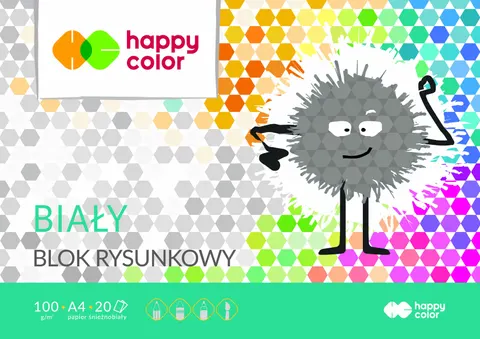 BLOK RYSUNKOWY BIAŁY 20 KARTEK A4 100g HAPPY COLOR