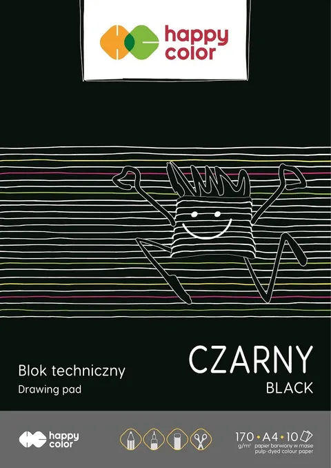 Blok techniczny czarny A4 170g 10ark Happy Color