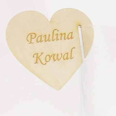 Winietki na szklanki i kieliszki drewniane serca