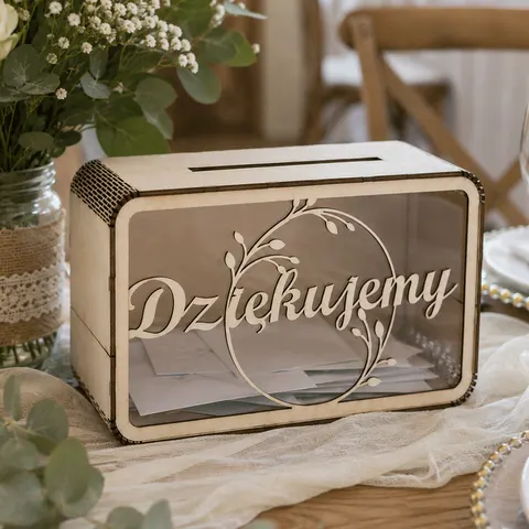 Skrzynka pudełko na koperty wesele ze sklejki i pleksi
