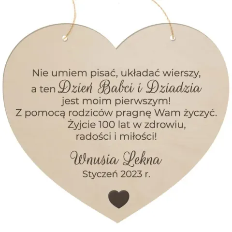 Pierwszy Dzień Babci i Dziadka - Grawerowane Serce