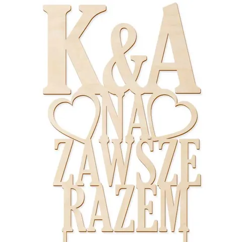 Topper na zawsze razem z inicjałami