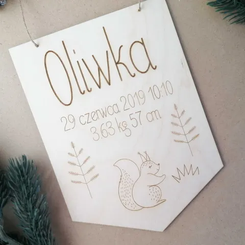 Metryczka z imieniem proporczyk dla dziecka