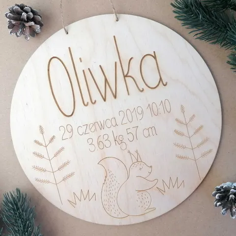 Metryczka dziecka koło 30 cm