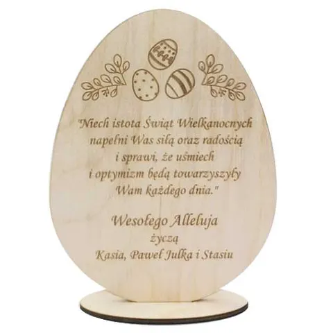 Życzenia wielkanocne pisanka do postawienia 15 cm