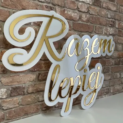 Napis z pleksy Razem Lepiej 60 lub 80 cm