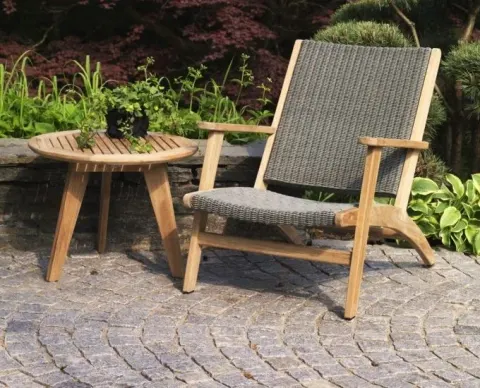 Fotel teak z plecionką Kastos