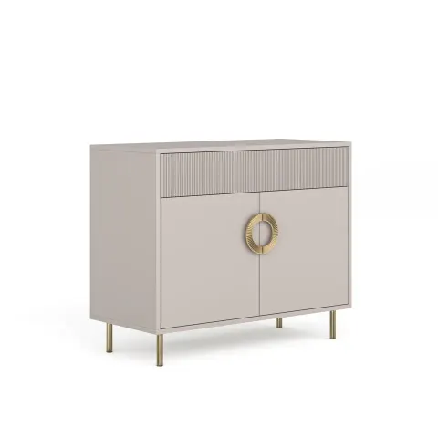 Komoda New Elegance NUBO 2D1S z pięknymi uchwytami oraz ryflowaniami na frontach szuflad