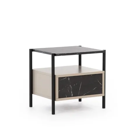Stolik nocny New Elegance MARMI na metalowych czarnych nogach