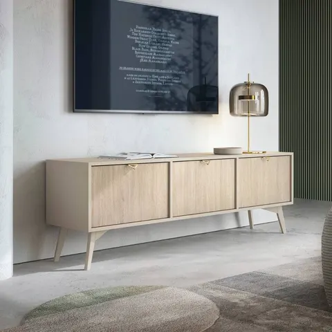 Szafka pod telewizor Piaski FOREST RTV158 Beż / Jodełka Scandi