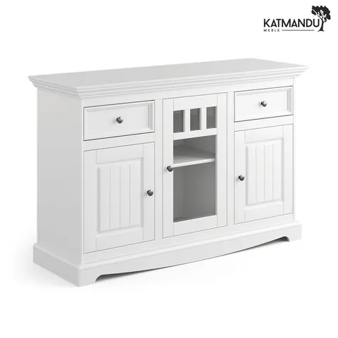 Komoda Katmandu BELLUNO ELEGANTE 3D biały – komoda z przeszkleniem