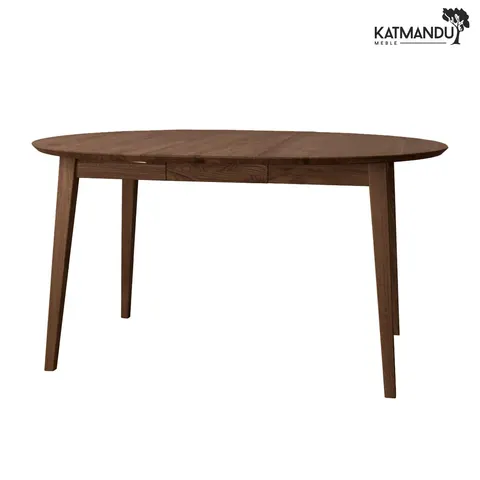 Stół rozkładany okrągły Katmandu ORBETELLO 90-140 cm dębowy tabacco