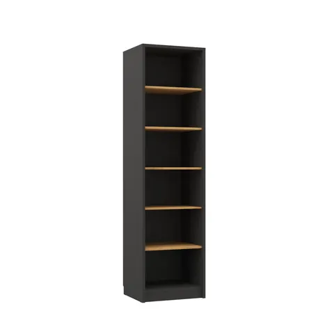 Regał New Elegance GENIUS "RP" szer. 60 cm z półkami (dąb Lancelot/czarny mat)