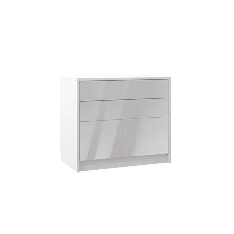 Komoda w połysku New Elegance GENIUS 2D2S szer. 90 cm z szufladami i szafkami (biały połysk na frontach)