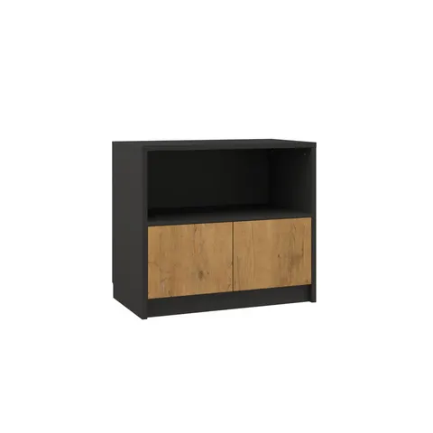Komoda New Elegance GENIUS 2D szer. 90 cm z szafkami (dąb Lancelot/czarny mat)