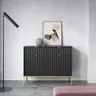 Komoda Piaski NOVA KSZ104 szer. 104 cm z ryflowaniami, kolor czarny, złote uchwyty