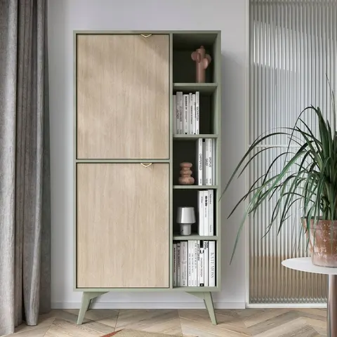 Regał Piaski FOREST RG80 Eukaliptus / Jodełka Scandi z półkami i szafkami