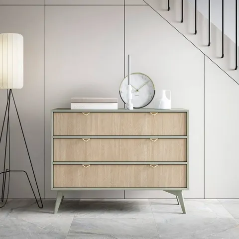 Komoda Piaski FOREST KSZ106 Eukaliptus / Jodełka Scandi z trzema szufladami