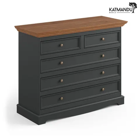 Komoda Katmandu BELLUNO ELEGANTE 5 szuflad grafit-dąb