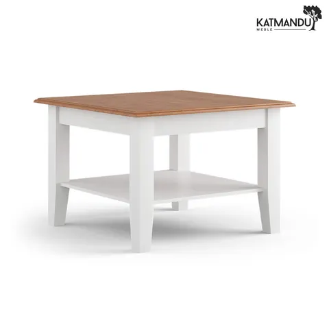 Ława Katmandu BELLUNO ELEGANTE mała biały-dąb – prowansalska ława sosnowa z dębowym blatem