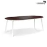 Stół Katmandu BELLUNO ELEGANTE 110–210 cm biały-orzech okrągły rozkładany z blatem orzechowym