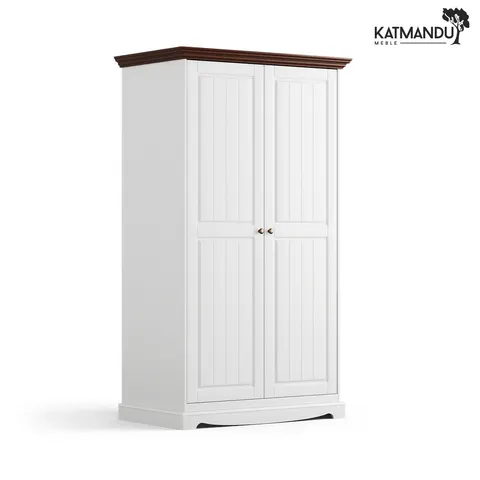 Szafa Katmandu BELLUNO ELEGANTE 2D biały-orzech z blatem w kolorze orzecha