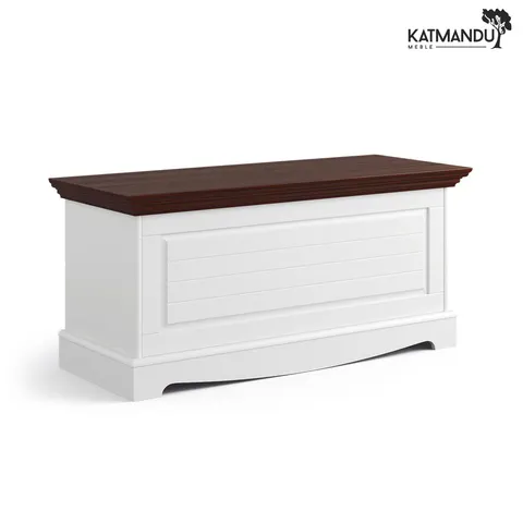Skrzynia Katmandu BELLUNO ELEGANTE biały-orzech z wiekiem w kolorze orzecha