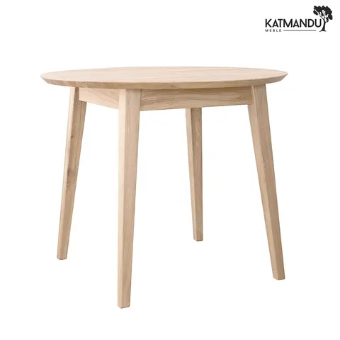 Stół okrągły Katmandu ORBETELLO 90 cm dębowy bielony