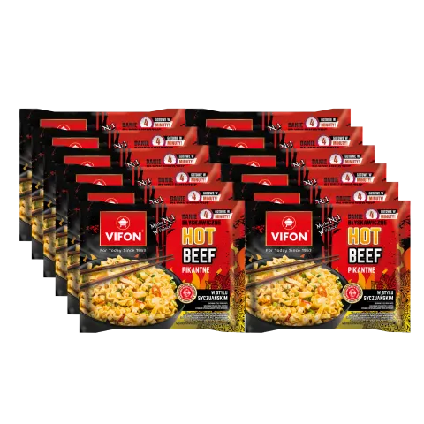 Danie HOT BEEF - smak wołowiny z pieprzem seczuańskim 90g x 12 sztuk