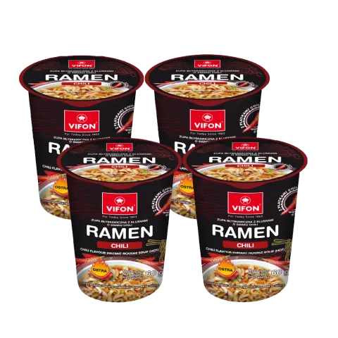 Ramen - zupa o smaku chili kubek 60g - Karton 4 sztuki