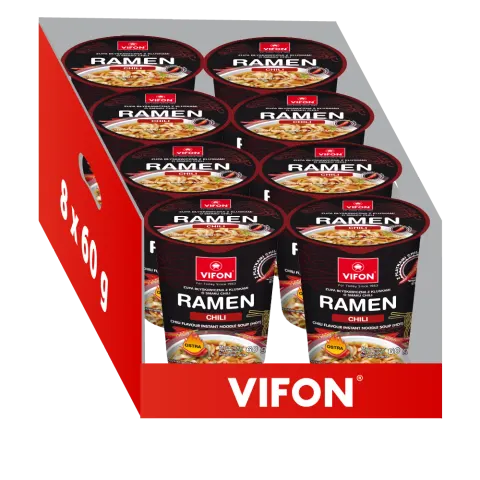 Ramen - zupa o smaku chili kubek 60g - Karton 8 sztuk