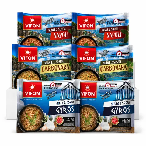 Vifon Euro Trip - Carbonara, Napoli i Gyros, Zestaw Dań Instant
