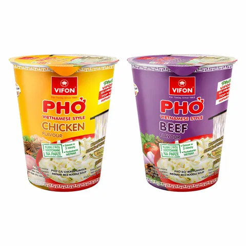 VIFON Zestaw 2 Zup Pho Bo + Pho Ga Kubek Wołowina Kurczak 2x60 g