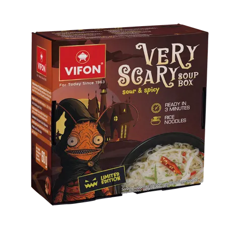 Zupa Instant VIFON Very Scary Soup Box 60 g Makaron Ryżowy Sour & Spicy Halloween