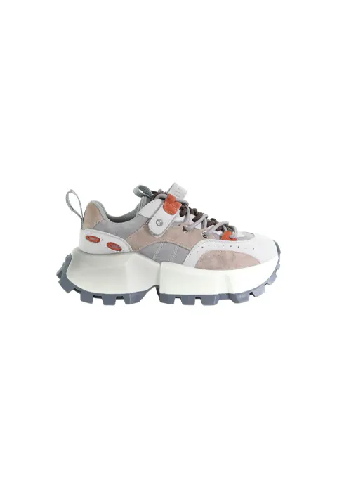 Damskie skórzane sneakersy szare GOE UU2N4014