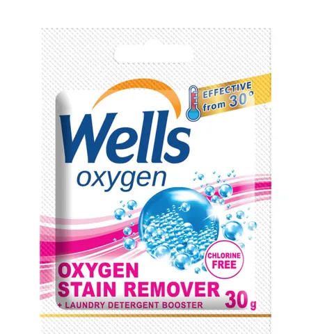 WELLS OXYGEN Odplamiacz do tkanin w proszku SASZETKA, 30 g
