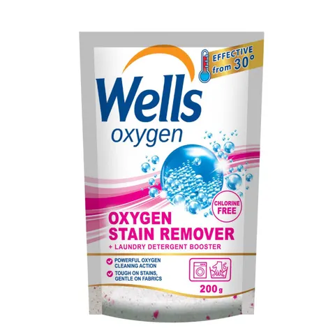WELLS OXYGEN Odplamiacz do tkanin w proszku SASZETKA, 200 g
